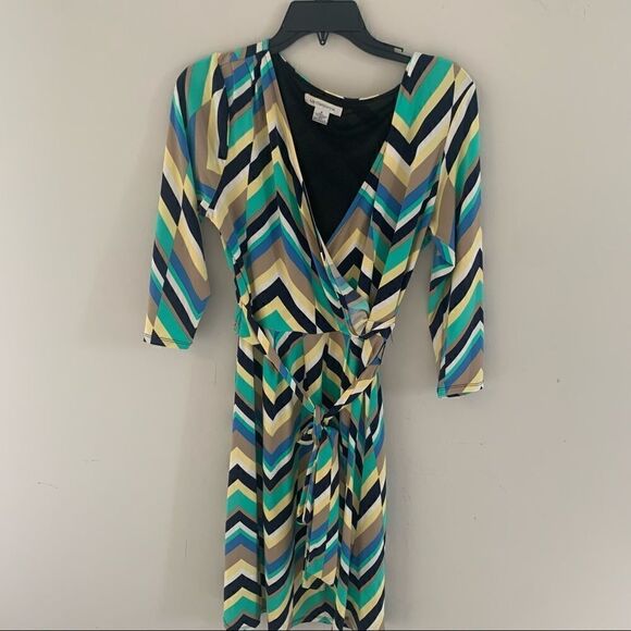 Liz Claiborne Faux Wrap Chevron Dress - M - Picture 2 of 5